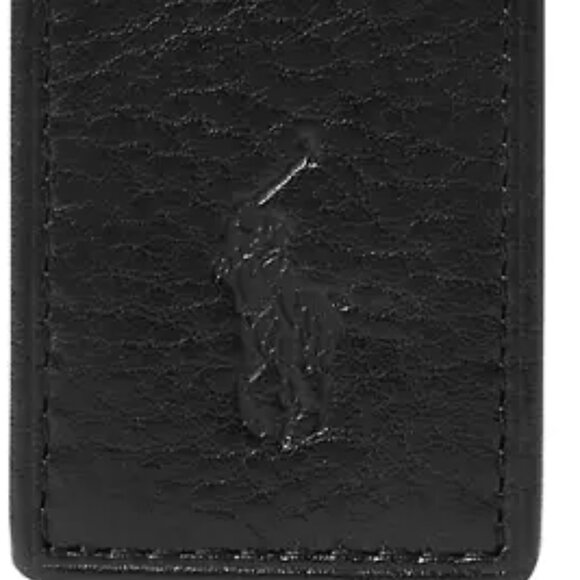 Polo Ralph Lauren Black Pebbled Leather Money Clip Great gift for Christmas! - Picture 3 of 5
